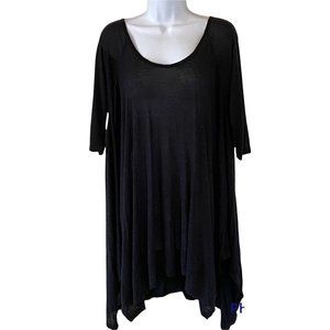 Bobeau Burnout Sharkbite Hem Tunic Black Size Medium